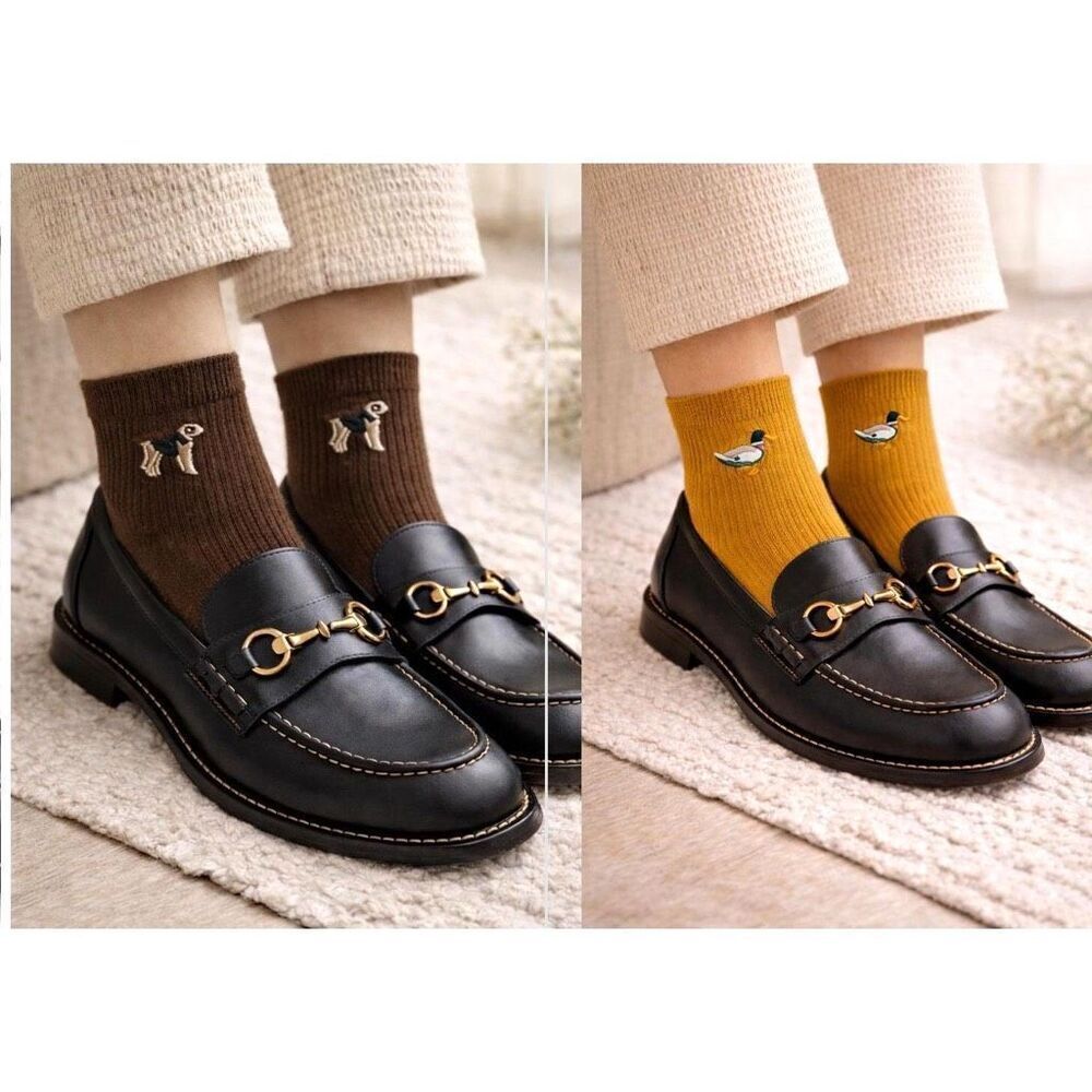 Anthropologie Trouser Icon Socks Set Hunting Dog Duck Earth Tone NWT